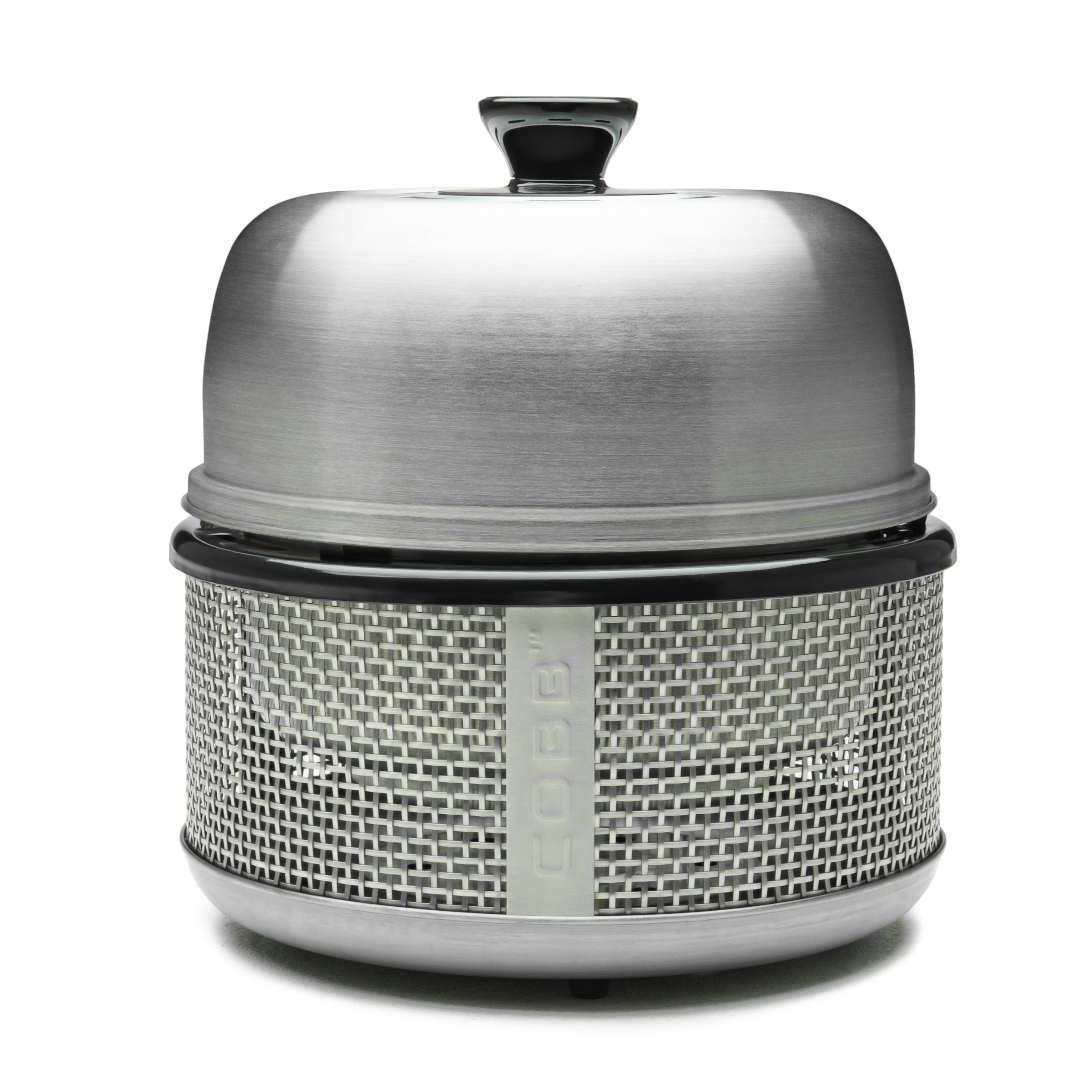 COBB Premier (+plus) con base estilo reja de acero inoxidable, parrilla grill y rack para rostizar